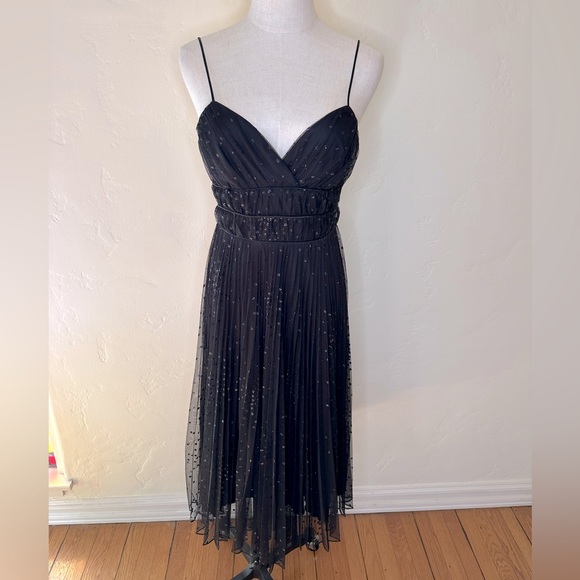 Betsey Johnson Dresses & Skirts - Betsey Johnson black beaded spaghetti strap tulle dress w/Greek waist Size 4